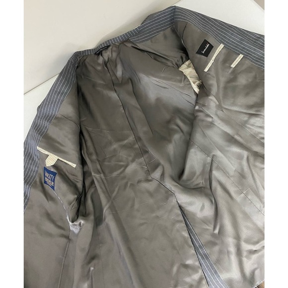 Men Samuelsohn Super 110s wool pinstripe 2-button lined blazer sportcoat, 44S - Picture 5 of 7